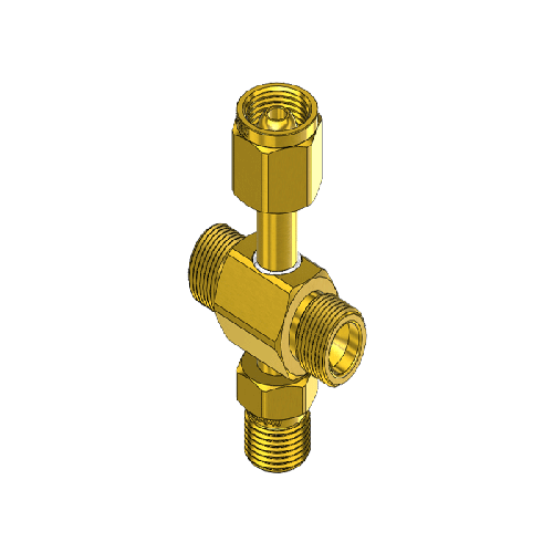 Superior C-4320, CGA-320 Brass Manifold Coupler Tees - 4-Way CGA Valve Outlets, Nut & Nipple Inlet