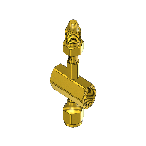 Superior C-4510CV, CGA-510 Brass Manifold Coupler Tees w/ Check Valve - 4-Way CGA Valve Outlets, Nut & Nipple Inlet