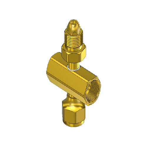 Superior C-4510, CGA-510 Brass Manifold Coupler Tees - 4-Way CGA Valve Outlets, Nut & Nipple Inlet