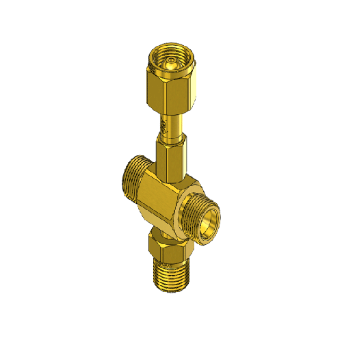 Superior C-4540CV, CGA-540 Brass Manifold Coupler Tees w/ Check Valve - 4-Way CGA Valve Outlets, Nut & Nipple Inlet