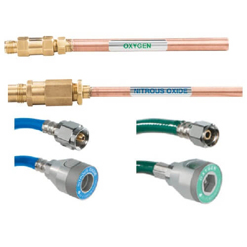 Belmed V300, Riser with Check Valves and DISS X Quick Connect Coupler Hoses  Oxygen/Nitrous Oxide