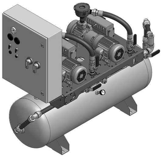 Amico 5 HP Duplex Lubricated Rotary Horizontal Tankmount v-rvl-d-120p-th-n-052-ms