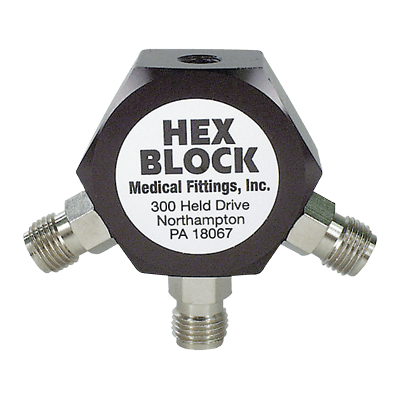 Hex/Quad Block and Rail Blocks, Hex Block, 1/8 NPT Female Inlet